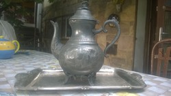 19.sz.-gyönörűen munkált teáskanna antik a javából