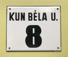 Kun béla u. 8 - House number plate (enamel plate, enamel plate)