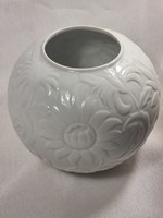 Berold porcelain bavaria bone white glazed beautiful embossed floral pattern chubby vase