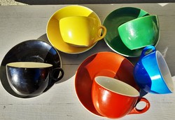 Retro színes Zsolnay teáscsészék 1960-as évek eleje