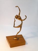 Réz táncos női figura, szobor, art deco stílusú szobor.