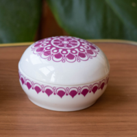 Alföldi retro porcelán bonbonier - lila gesztenye Gabriella mintával doboz ékszertartó cukortartó