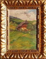 C.B .: House in the mountains - oil painting, framed