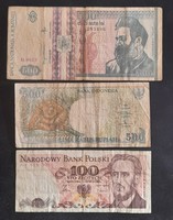 3 foreign banknotes worn.