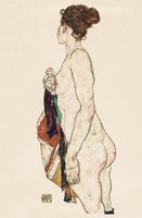 Egon Schiele - Nő mintás köntössel - reprint