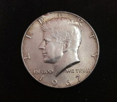 USA ezüst fél Dollár 1967, peremébe belereszeltek!