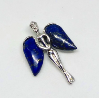 Lapis lazuli köves, ezüstözött  Angyal medál