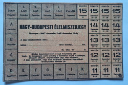Food ticket from Greater Budapest / from 1 December to 31 December 1947