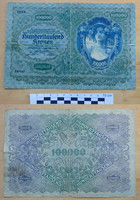 100 000 korona Osztrák-Magyar Bank 1922 osztrák típus nagyon ritka bankjegy beszakadással