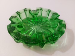 Retro üveg hamutál zöld régi hamutartó