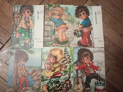 Michel thomas 6 piece postcard collection from 1974