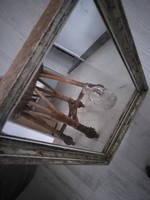 Vintage wall mirror - silver-plated wooden frame