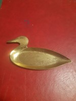 Old copper serving bowl in duck shape