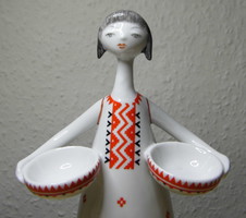 Hollóháza bowl girl porcelain figurine flawless from 1 forint no minimum price!
