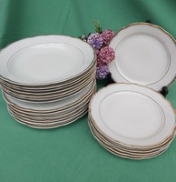 19 részes Kahla étkészlet készlet tányérok süteményes lapos mélytányér porcelán arany szegélyes