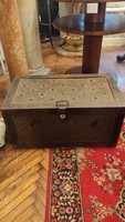 Traveling chest with iron and wooden inserts 1880s.