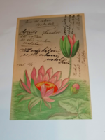 Greeting card, postcard with special beauty, embossed water lilies. Surrendered in 1905. 81.