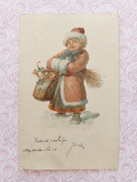 Régi képeslap 1899 levelezőlap Mikulás virgács játékok