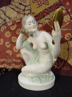 Herend porcelain, woman holding a mirror sculpture