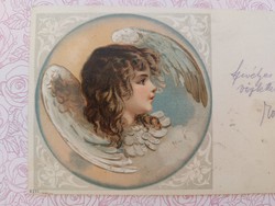 Régi képeslap levelezőlap angyalfej angyalszárny