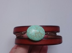 Sexy leather bracelet with turquoise stone 1799 ft free post