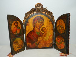 Russian icon with carved wooden decoration