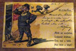 régi csendőrös képeslap litho