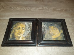2 small tempera pictures for sale