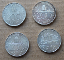 4 db ezüst 200 Ft-os 1993 -as érmék
