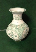 Gorka Lívia retro mintázatú türkiz-szürke művészi kerámia váza