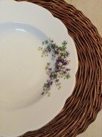 Porcelán leveses tányér - ibolya mintás / csehszlovák