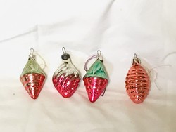 Régi retro üveg karácsonyfadísz,4 db rózsaszín lampion
