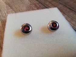 Silver earrings with garnet stones and button (buton) sockets