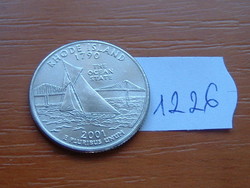 USA 25 CENT 1/4 DOLLÁR 2001 D (Rhode Island), Réz-nikkellel futtatott réz, G. Washington #1226
