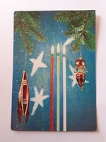 Retro képeslap 1971 űrhajó műhold karácsonyfadísz fotó levelezőlap