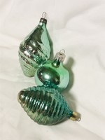 Régi retro üveg karácsonyfadísz,3db zöld gömb