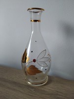 Gold-plated retro liqueur glass, bottle