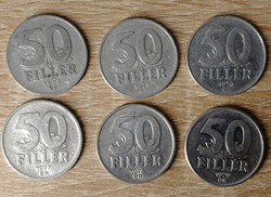 50 Fillér 1973; 1975-1979 BP. (6 évszám)
