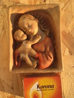 Antik Jelzett Régi Porcelán Szent Kép - imádság - Szűz Mária - Kis Jézus