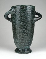 1H169 Régi zöld mázas Gorka Géza kerámia váza 19 cm