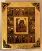 művészileg zsűrizett ikon Stella Miklós pápai áldással  "Ünnepnapok" 18. sz. Oroszország
