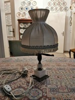 Antik, asztali lámpa, eredeti ernyővel, 40 cm