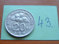 Malaysia 20 sen 2001 flower 43.
