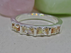 Very elegant yellow stone silver wedding ring