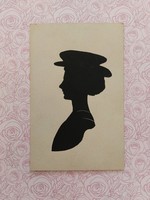 Régi képeslap női fej árnykép levelezőlap