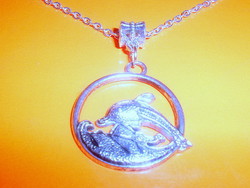 Jumping dolphin amulet Tibetan silver necklace
