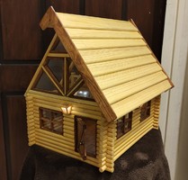 Fairytale log house model, dollhouse, with lighting