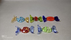 Muránoi üveg szalon cukor öt darab együtt pompás színekben