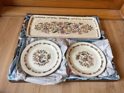 Zsolnay cake sandwich set with flower pattern for 6 people