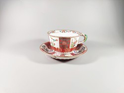 Antique 19th century Herend gödöllő patterned large teacup and coaster with dragon tongs! (P210)